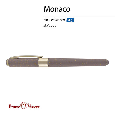 Ручка шариковая BRUNO VISCONTI MONACO SPACE, СИНЯЯ, серый корпус с глиттером, линия 0.4 мм