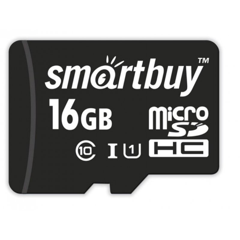 Карта памяти micro SDHC, 16 GB, SMARTBUY, 10 Мб/сек. (class 10), с адаптером