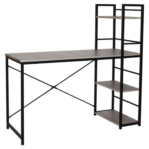 Стол на металлокаркасе BRABIX «LOFT CD-005», 1200×520х1200 мм, 3 полки, цвет дуб антик
