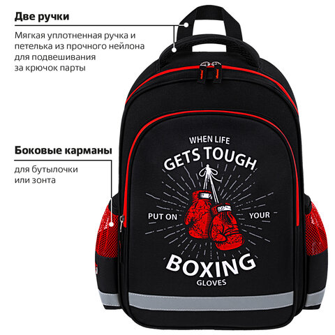 Рюкзак ПИФАГОР SCHOOL, 1 отделение, 3 кармана, «Boxing», 38×28×14 см