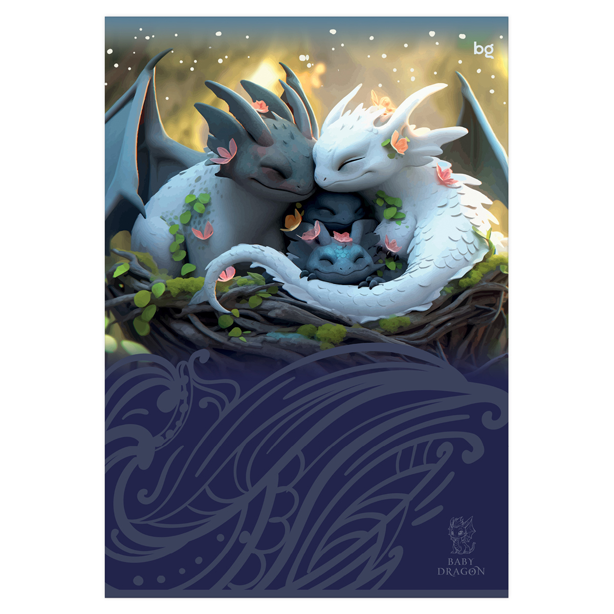 Тетрадь 96л., А4, клетка BG «Baby Dragon», глянцевая ламинация