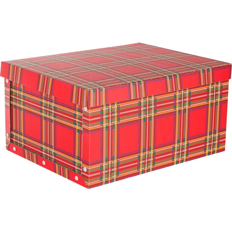 Короб архивный для хранения Attache 430×330х220 шотландка клепки кашир. карт