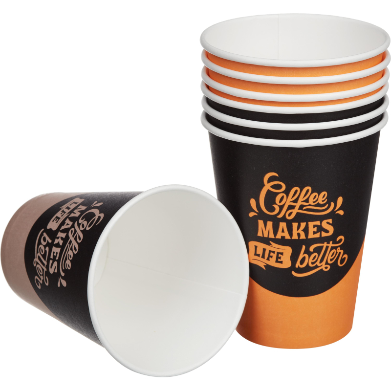 Стакан одноразовый бум. 350мл d-90мм Coffee makes (MIX 4 диз) 60 шт/уп