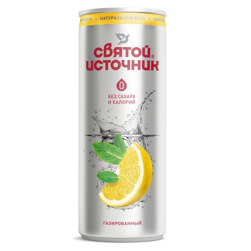 Вода питьевая Святой Источник газированная со вкусом лимона и мяты 0.33 л (12 штук в упаковке)