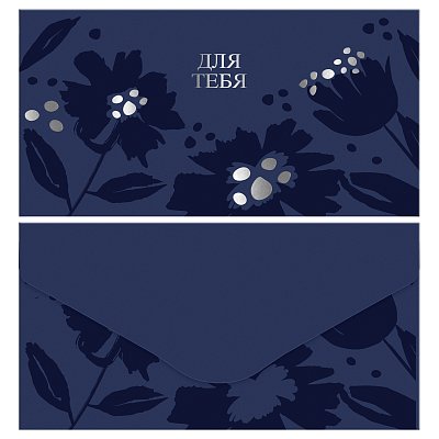 Конверт для денег MESHU «Blue flowers», 85×164мм, soft-touch, фольга