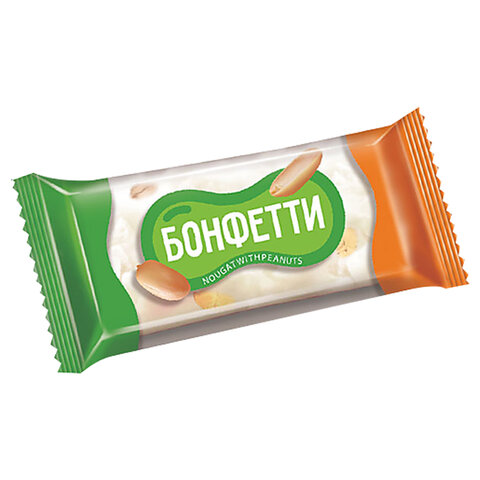 Конфеты БОНФЕТТИ из ванильной нуги с арахисом, 500 г, пакет