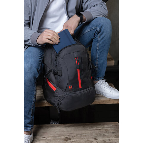 Рюкзак B-PACK «S-03» (БИ-ПАК) универсальный, с отделением для ноутбука, увеличенный объем, черный, 46×32×26 см