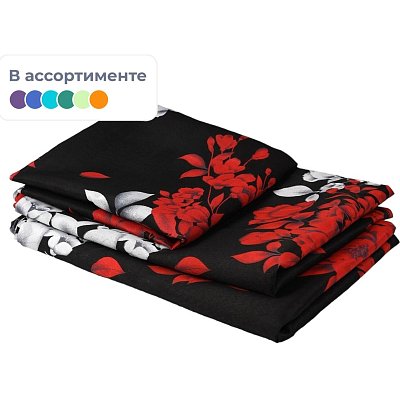 Постельное белье 1.5сп полиэстер набив. 55гр/м2 (нав.50×70- 1 шт. ), ассорти