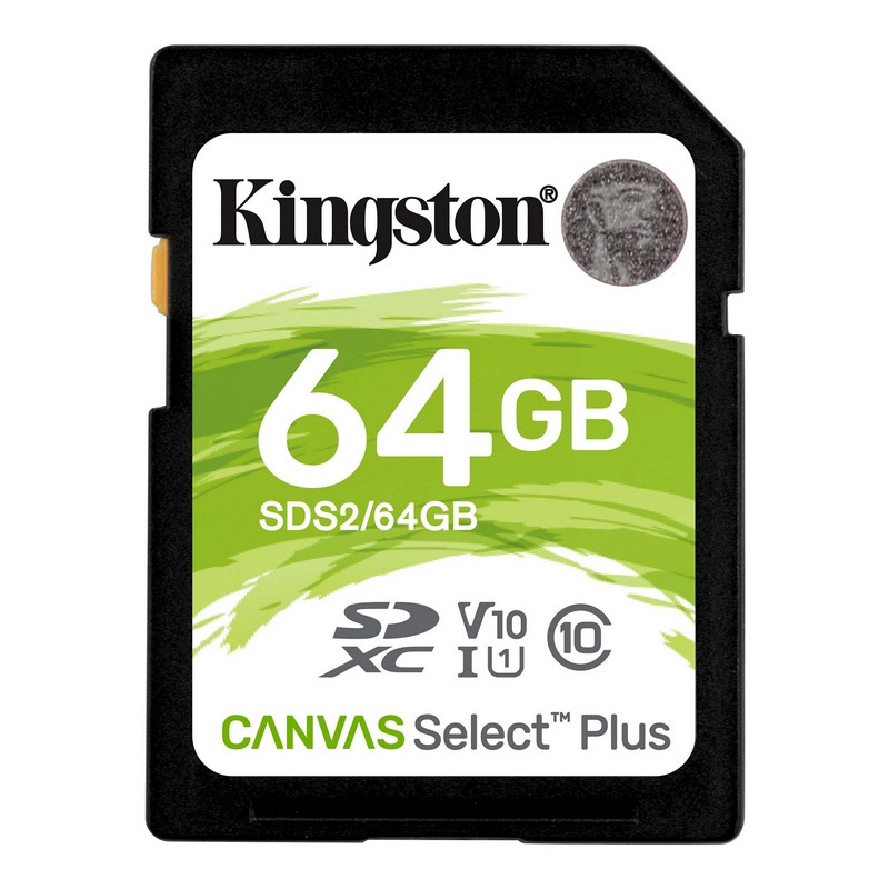 Карта памяти SDXC 64 GB KINGSTON Canvas Select Plus UHS-I U1, 100 Мб/сек (class 10), SDS2/64 GB