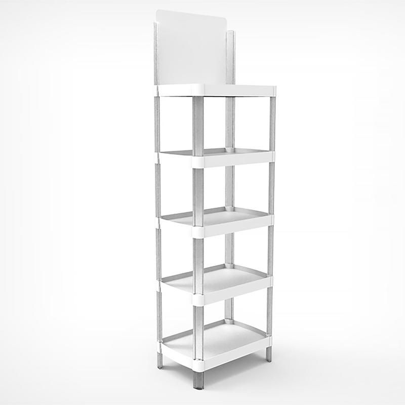 превью Стойка напольная 5 полок с топером (белая, 60×40×178 см)