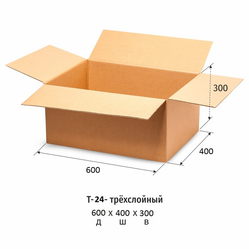 превью Гофрокороб 600×400×300 мм Т-24 бурый (10 штук в упаковке)