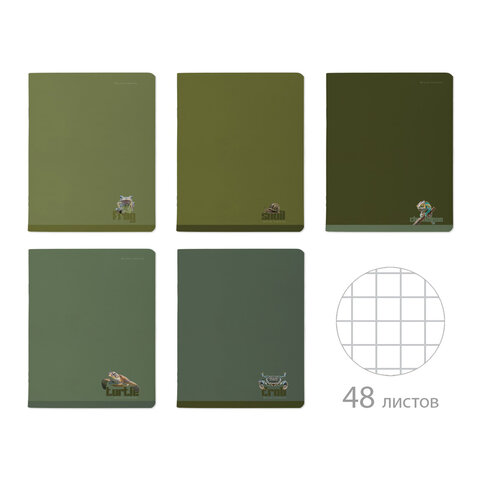 превью Тетрадь А5, 48 л., BRUNO VISCONTI, скоба, клетка, Soft-Touch, «VERDE. ANIMALS» (5 видов)