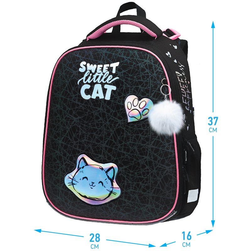 Ранец Berlingo Expert Neo «Meow love» 37×28×16см, люминесцентный, 2 отделения, анатомическая спинка