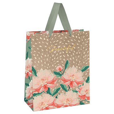 Пакет подарочный 11×14×6.5см MESHU «Flowers», фольга, крафт