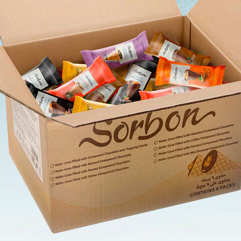 Конфеты мини-рожки в индивидуальной упаковке SORBON «Ассорти Радуга»1500 г