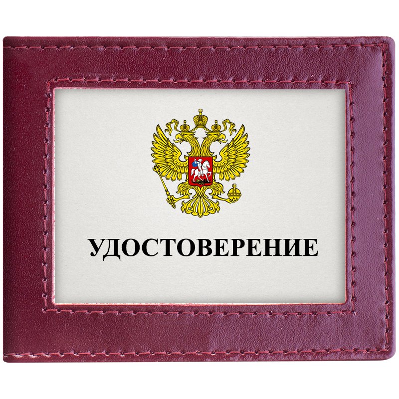 превью Обложка для удостоверения с окном OfficeSpace бордо, кожа тип 2