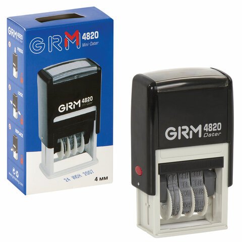 Датер-мини месяц буквами, оттиск 22×4 мм синий, GRM 4820
