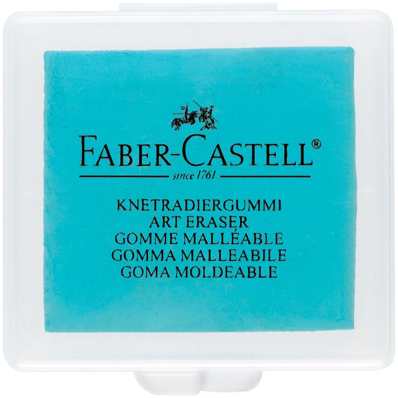 Ластик-клячка Faber-Castell, формопласт, 40×35×10мм, бирюзов./розов./синий, пластик. контейнер