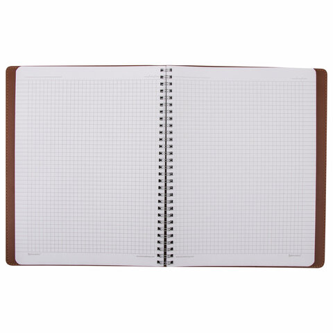 Тетрадь А4 (200×252 мм), BRAUBERG «Office PRO», под кожу, гребень, 80 л., коричневая, 111047