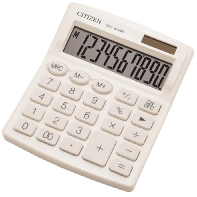 Калькулятор настольный компактный Citizen SDC810NRWHE 10-разрядный белый