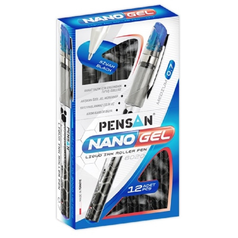 Ручка-роллер PENSAN «NANO GEL», корпус цветной, толщина письма 0,7 мм, синяя