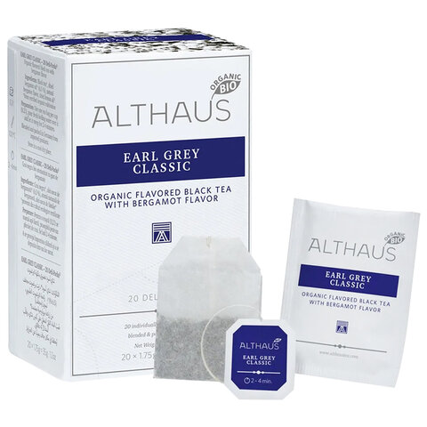 Чай ALTHAUS «Earl Grey Classic» черный, 20 пакетиков в конвертах по 1.75 г, ГЕРМАНИЯ