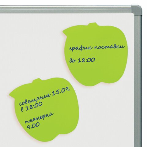 Блок самоклеящийся фигурный BRAUBERG яблоко, 50 л., зеленый, европодвес