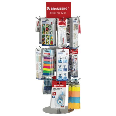 Стойка-вертушка настольная BRAUBERG68×28 см20 крючков3 вращающихся ряда505911