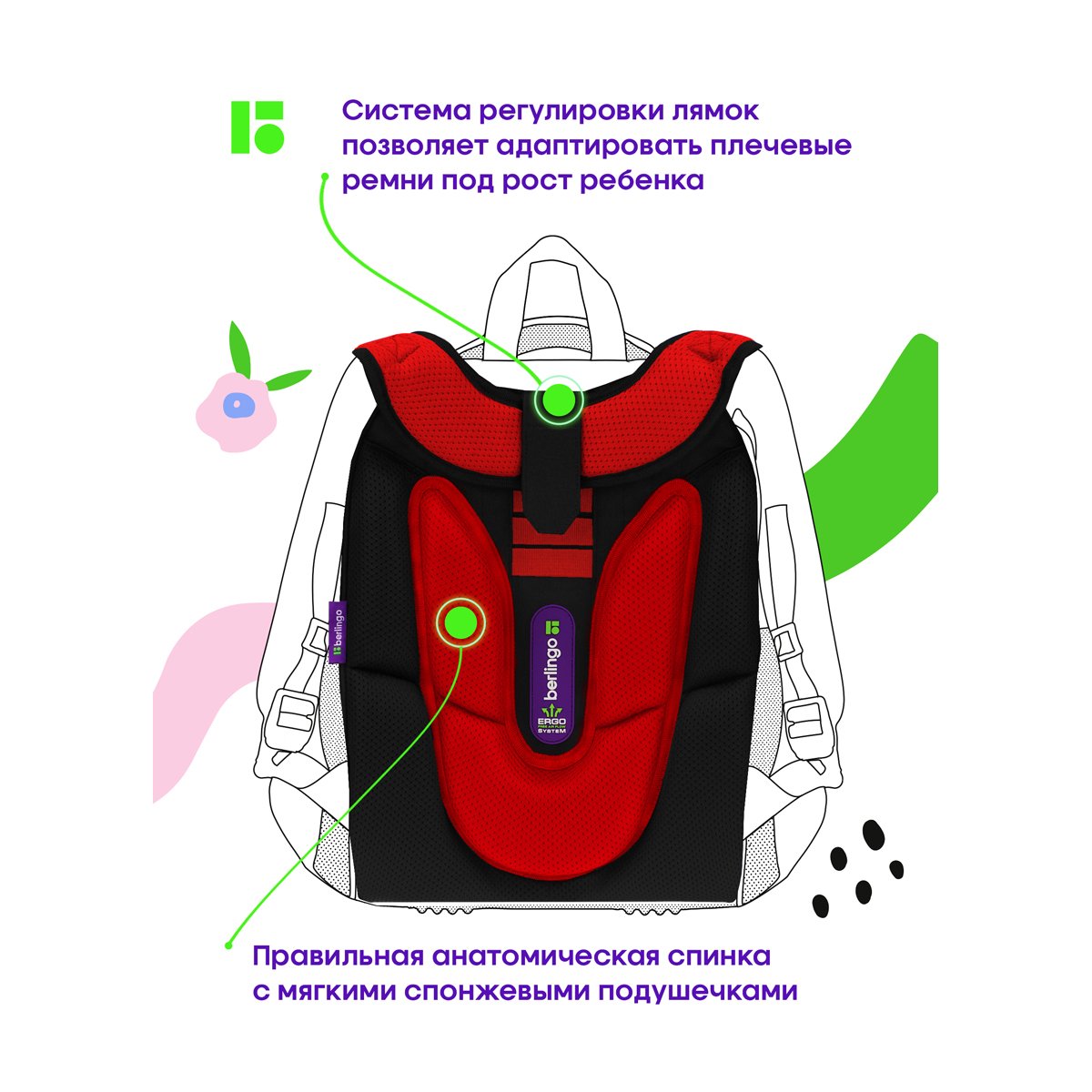 Ранец Berlingo Expert Box «Ninja» 38×29×16см, 2 отделения, анатомическая спинка, пенал и мешок для обуви в комплекте