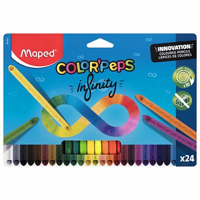 Карандаши цветные монолитные MAPED Infinity, набор 24 цвета, трехгранные