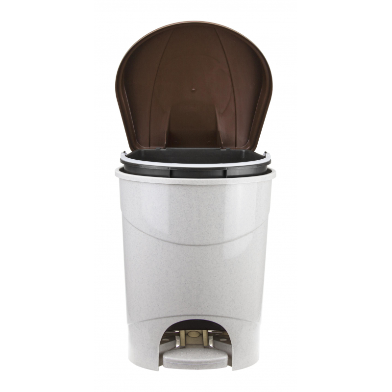 Ведро мусорное с педалью 19л пластиковое, бежевый мрамор