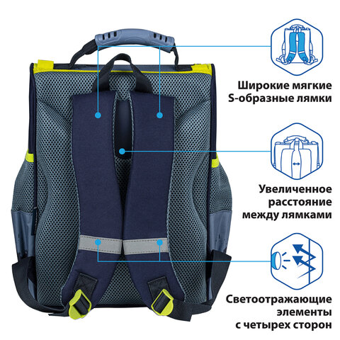Ранец ПИФАГОР BASIC, с эргономичной спинкой, «Full speed», 35×28х18 см