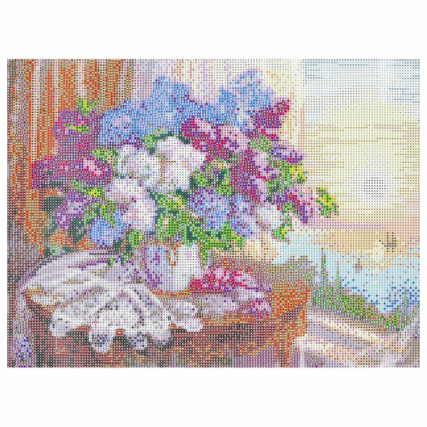 Картина стразами (алмазная мозаика), 30×40 см, ОСТРОВ СОКРОВИЩ «Букет сирени», без подрамника