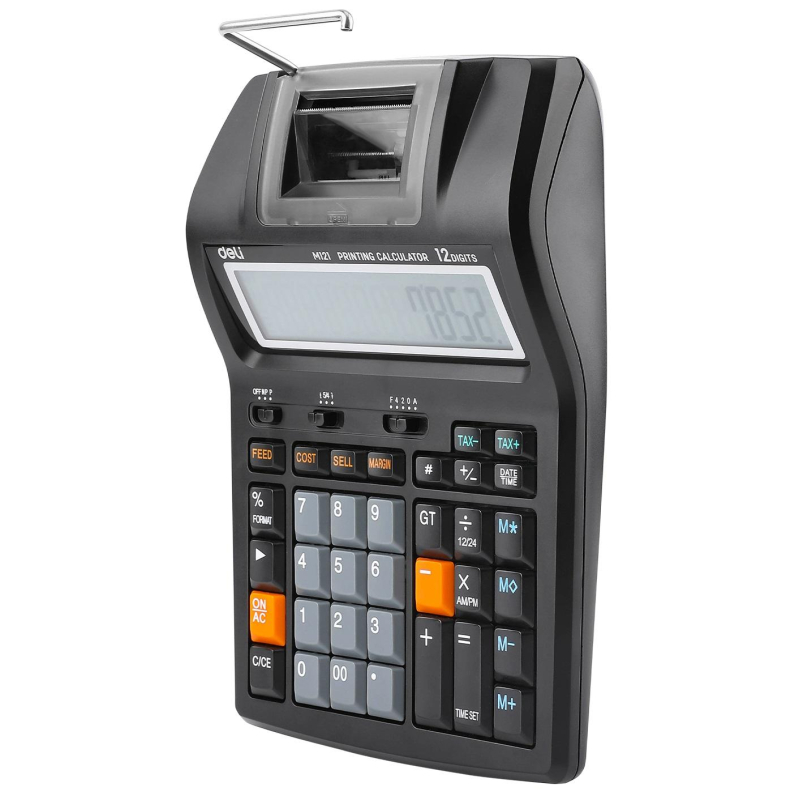 Калькулятор печатающий Deli EM121-EU,12-разряд, 172×203x55мм, черный