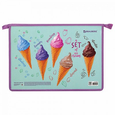 Папка для труда BRAUBERG А42 отделениямолния сверхуорганайзер«Ice cream»270153