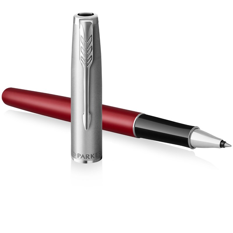 Ручка-роллер Parker «Sonnet Sand Blasted Metal&Red Lacquer» черная, 0.8мм, подар. уп. 