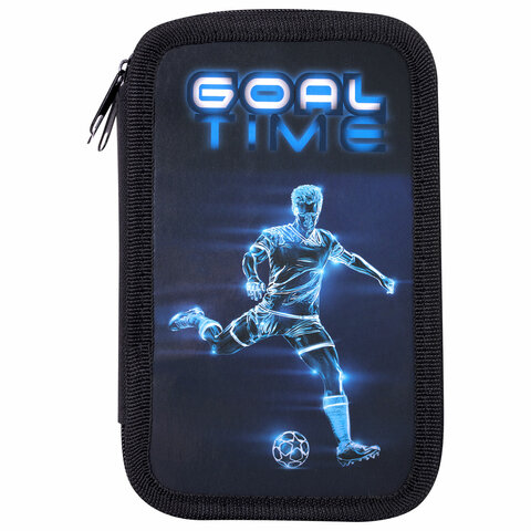 Пенал ПИФАГОР, 3 отделения, ламинированный картон, 19×11 см, «Goal»