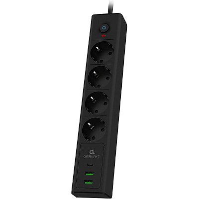 Сетевой фильтр Cablexpert Exnovo 4р/2м, 16А, 2хUSB, черный(EXN-4-CU2-B-2)