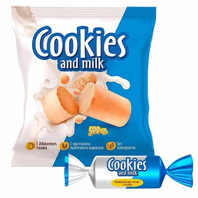 Батончики шоколадные COOKIES AND MILK молочные со сливочным печеньем, 500 г