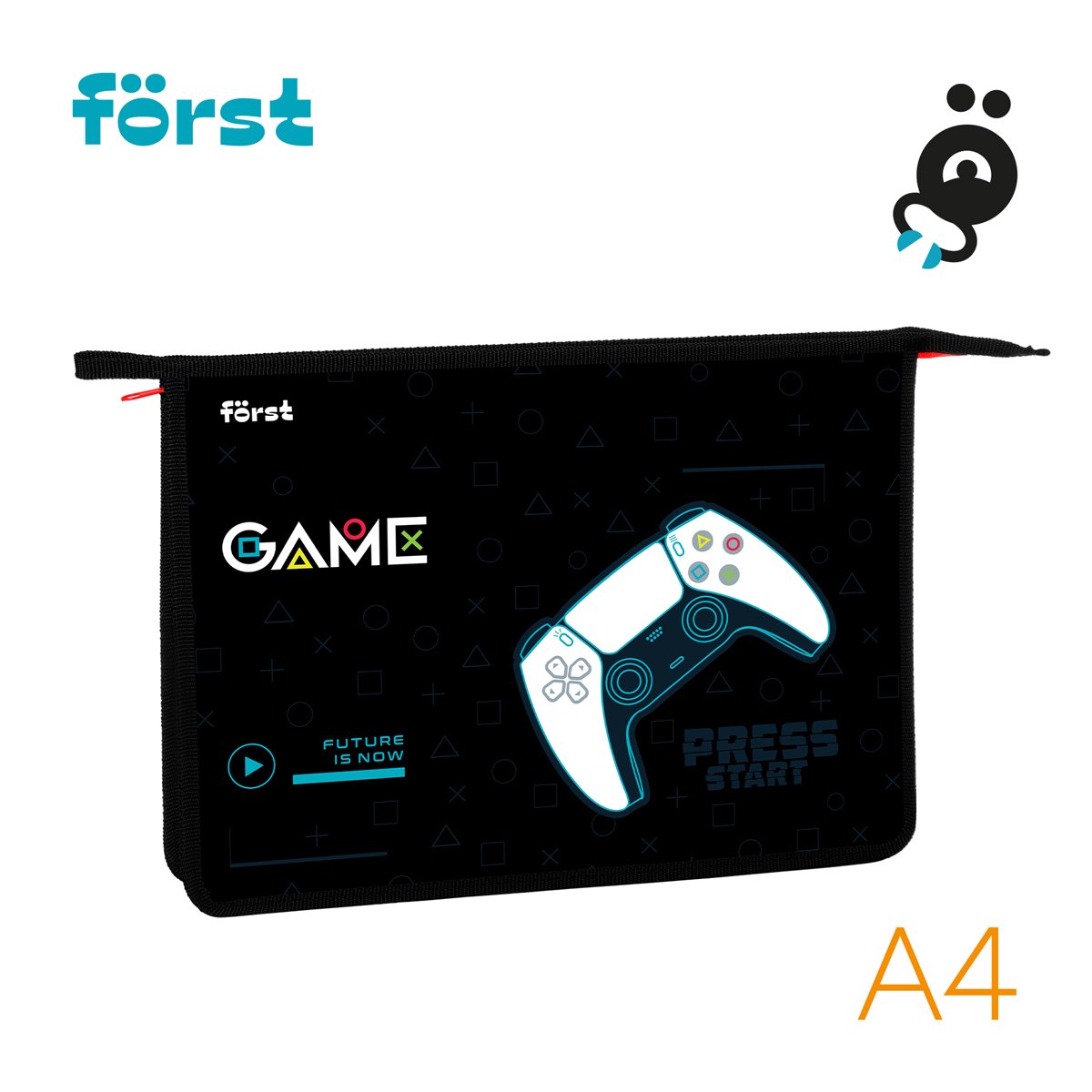 Папка для тетрадей 1 отделение, А4 Först «Game», 340×245×40мм, пластик, на молнии