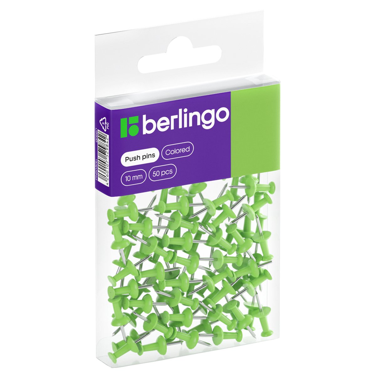 превью Кнопки силовые Berlingo, 50шт., цветные, ПВХ упак., европодвес, зеленые
