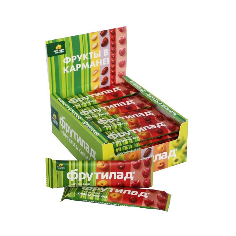 превью Батончик Фрутилад фруктовый с клюквой и малиной, 30гx24шт/уп