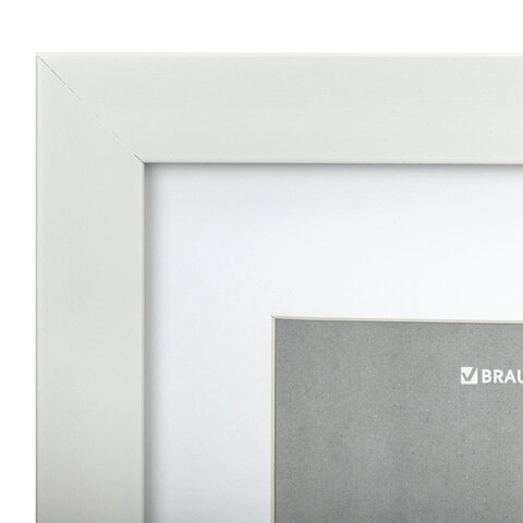 Рамка 15×21 см с паспарту 10×15 см небьющаяся, багет 20 мм пластик, BRAUBERG «New Age», белая