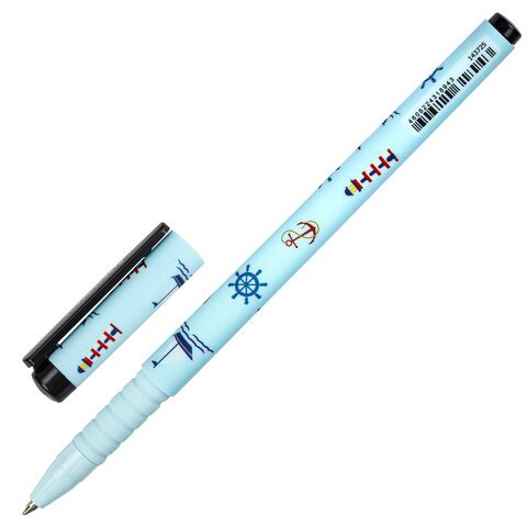 Ручка шариковая BRAUBERG SOFT TOUCH GRIP «NAVY», СИНЯЯ, мягкое покрытие, узел 0.7 мм