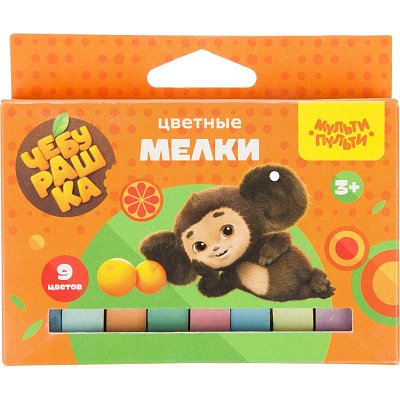 Мелки цветные Мульти-Пульти Чебурашка, наб. 9цв., карт. коробка, ЦМЧБ_53009