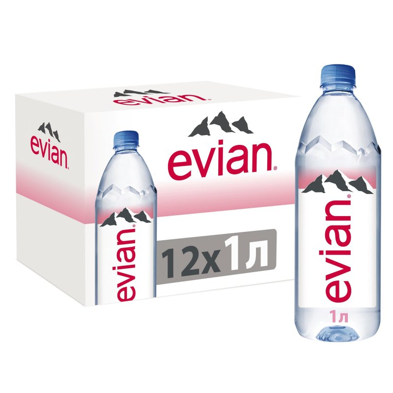 Вода минеральная Evian негазированная 1 литр (6 штук в упаковке)