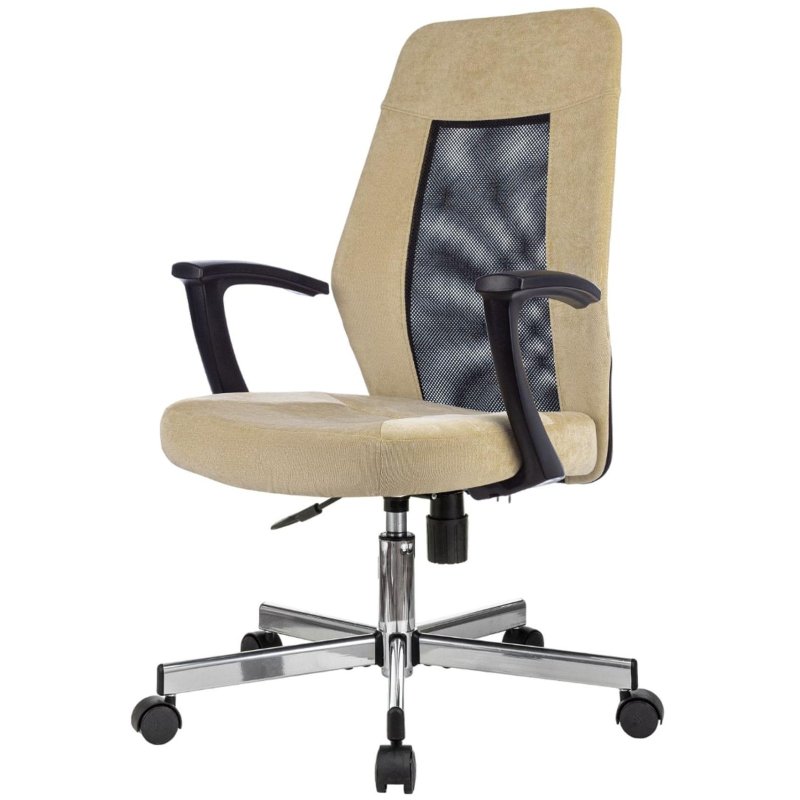 превью Кресло VB_EChair 225 DSL беж/черн Light-21 сетка/ткань хром