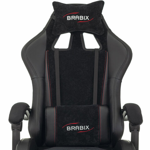 Кресло компьютерное BRABIX «Striker GM-121»синхромеханизм2 подушкиэкокожа/велюрчерное532962