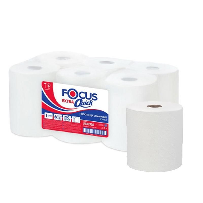 превью Полотенца бумажные д/дисп. FOCUS Extra Quick 1сл 200м 6рул/уп цел 5043330