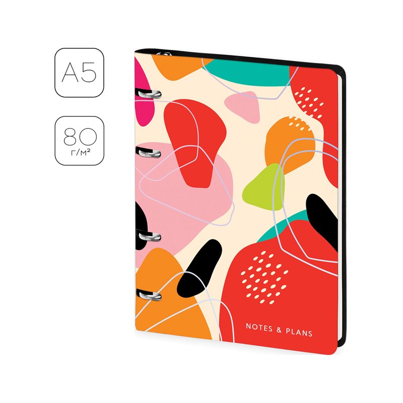 Тетрадь на кольцах А5, 80л. ЛАЙТ, кожзам, Greenwich Line «Abstract pattern», тон. блок
